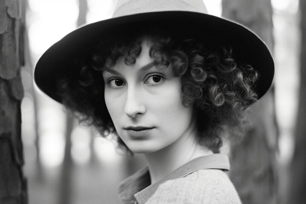 Artistic interpretation of a young Margaret Atwood