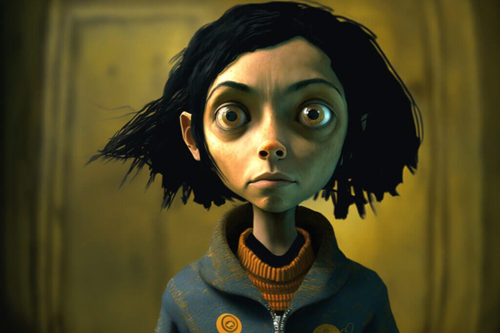 Coraline, a brave and curious young girl who discovers a mysterious and dangerous parallel universe.