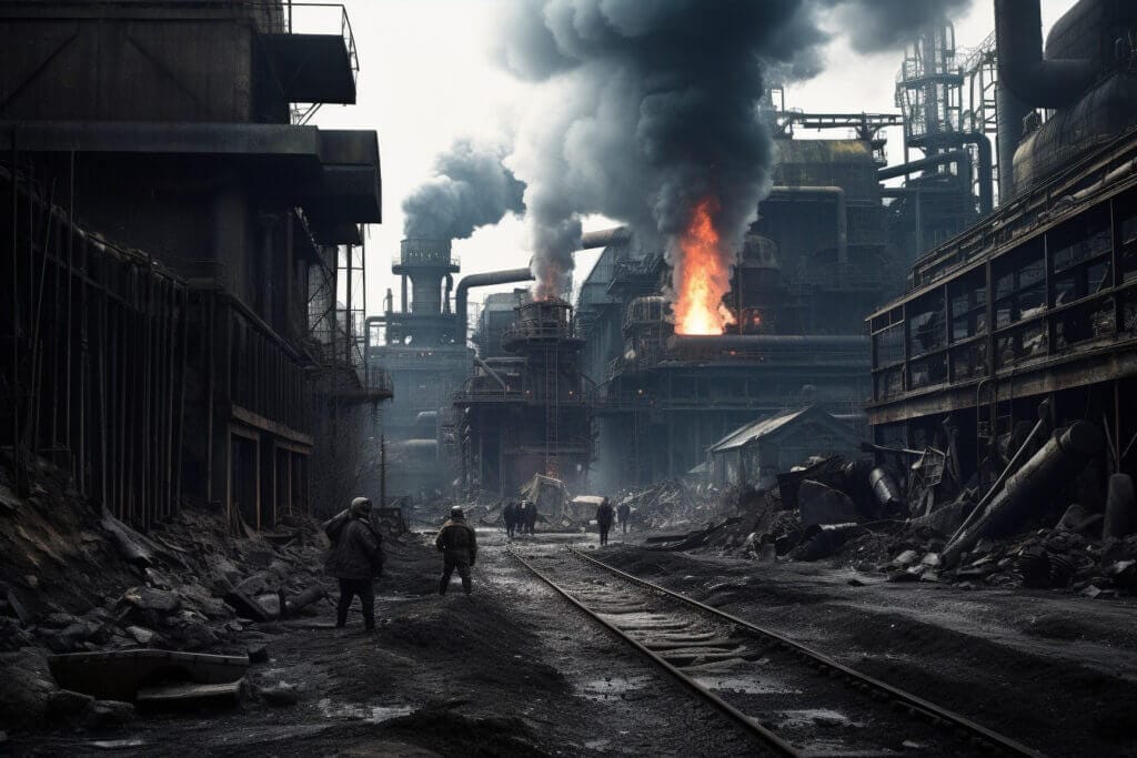 Coal plant in District 12 of Hunger Games art Districts 1