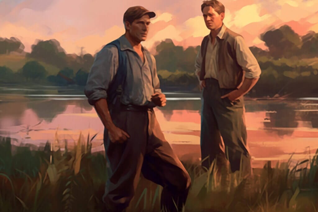 George with Lennie before he kills him out of mercy George with Lennie before he kills him out of mercy