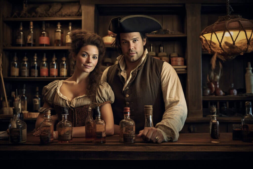 Mr. and Mrs. Hawkins from Treasure Island novel