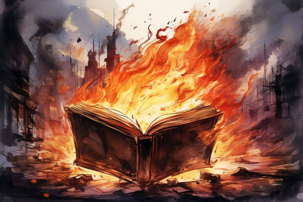 Fahrenheit 451 by Ray Bradbury Book Cover Illustrated