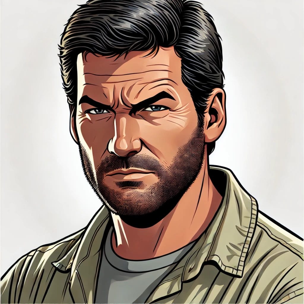 Llewelyn Moss Portrait Cartoon Art