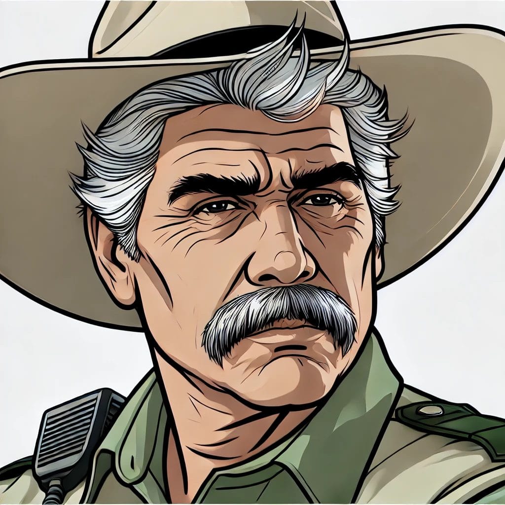 Sheriff Ed Tom Bell Portrait Cartoon Art