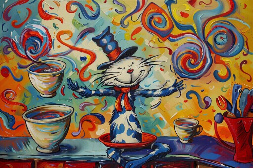 The Cat in the Hat by Dr. Seuss Book Illustration