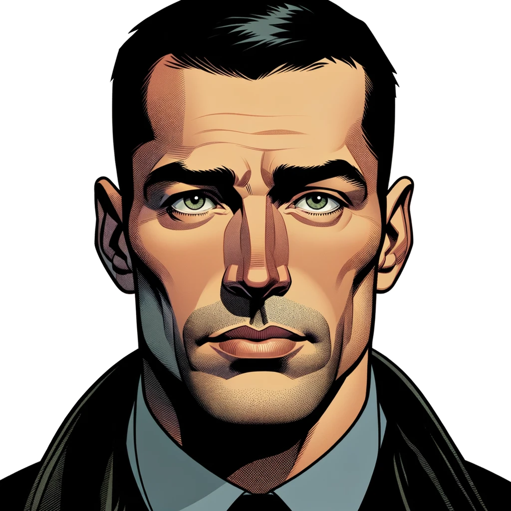 Portrait of Coraline Jones a man with short dark hair wearing a suit and tie